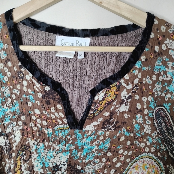 Cocoon Bay 2pc Set M Paisley Crinkle Top & Asym Midi Skirt Boho Lagenlook - Picture 4 of 10